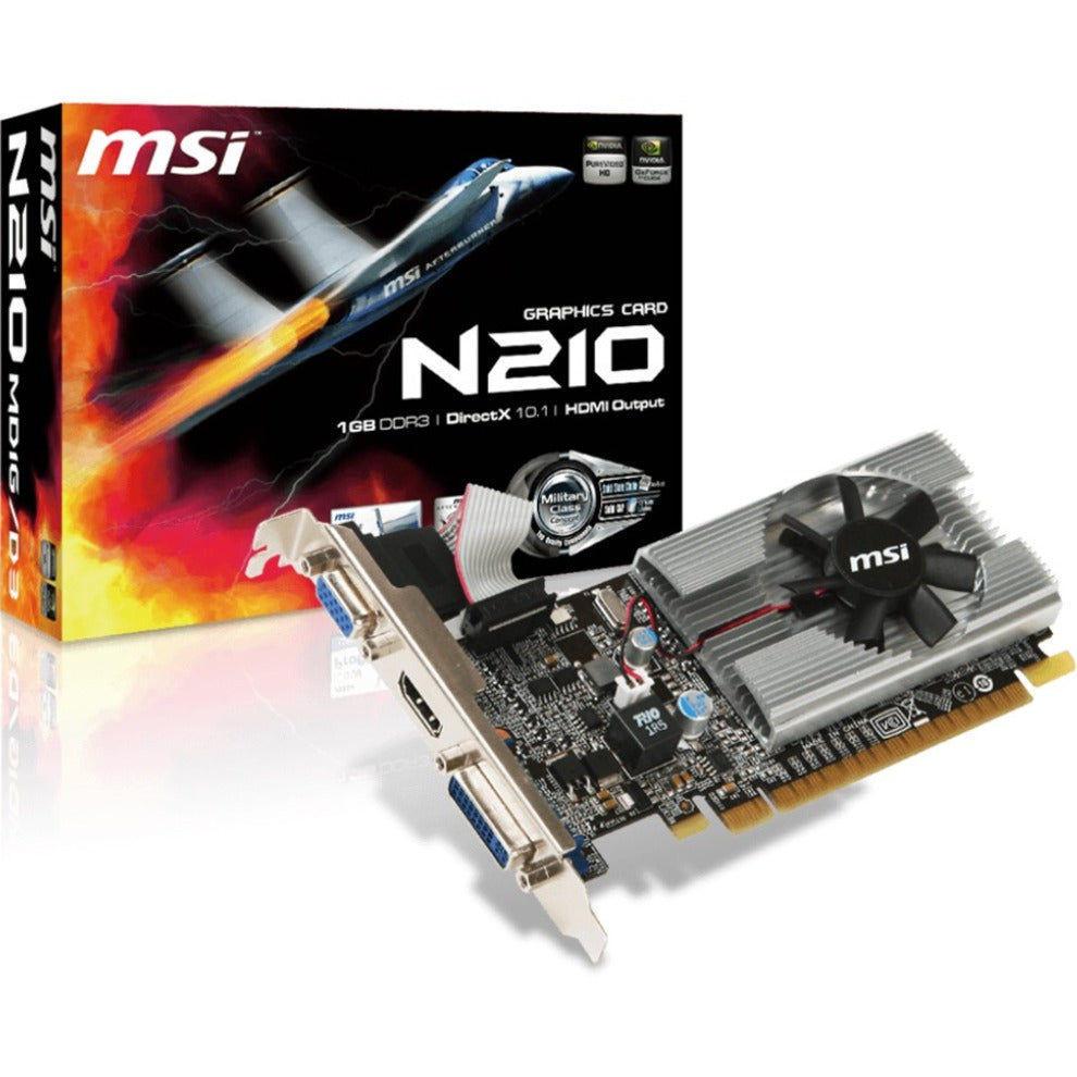 MSI G2101D3 GeForce 210 Graphic Card, 1 GB DDR3 SDRAM, DVI, VGA, HDMI, PCI Express 2.0 x16