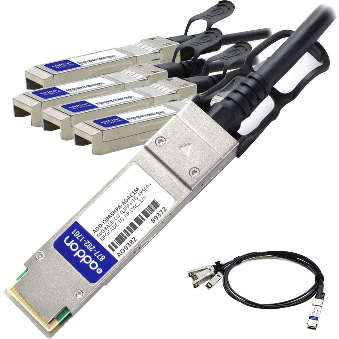AddOn ADD-QBRSHPA-ADAC1M Fiber Optic Network Cable, 40G-CU QSFP+/4XSFP+ DAC, 3.30 ft
