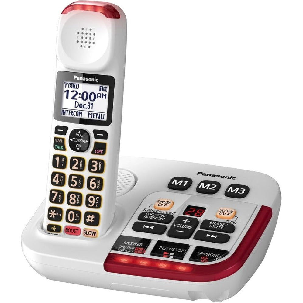 Panasonic DECT 6.0 Plus schnurloses Telefon KX-TGM420W Verstärktes schnurloses Telefon mit digitalem Anrufbeantworter - 1 Handgerät Weiß
