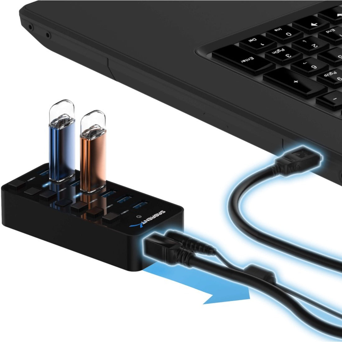Sabrent HB-BUP7 36W 7-Port USB 3.0 Hub with Individual Power Switches and LEDs, Expand Your USB Connectivity