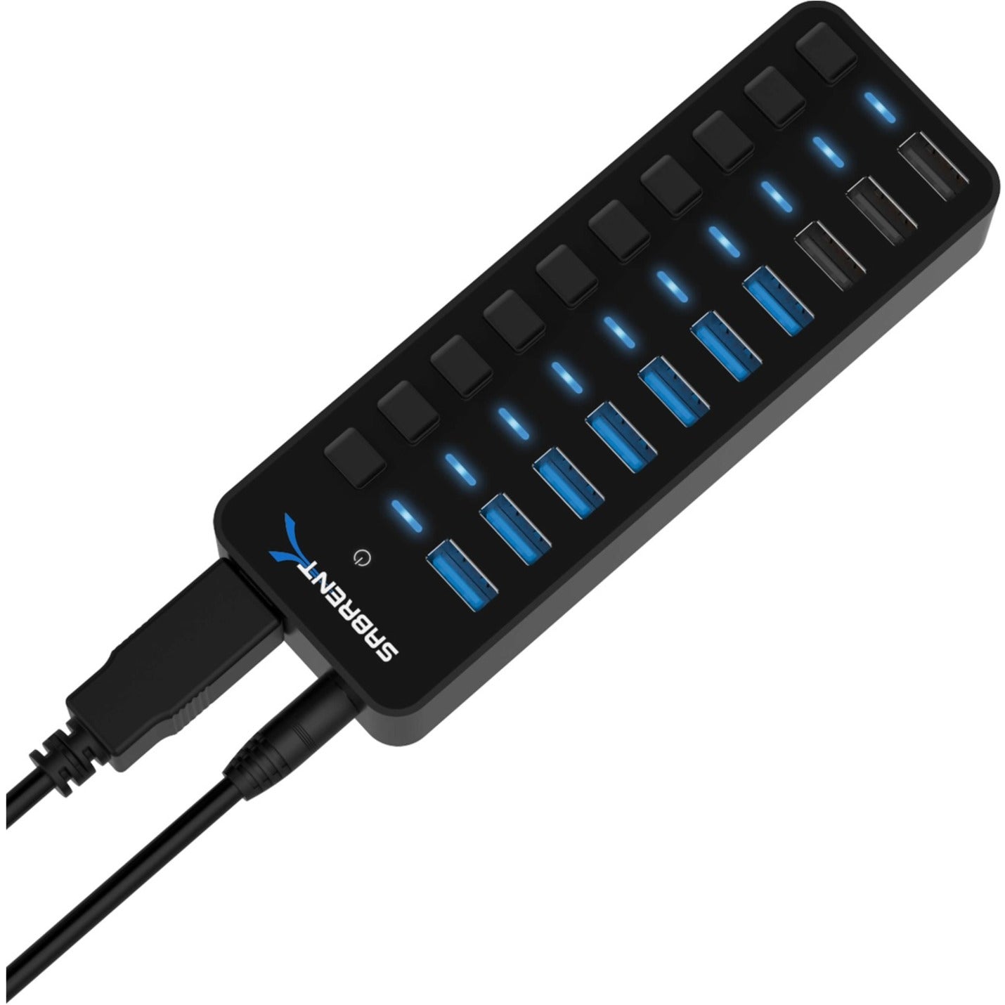 Sabrent HB-B7C3 7 USB 3.0 Port + 3 Smart Charging Ports Hub, High-Speed Data Transfer and Fast Charging for Your Devices