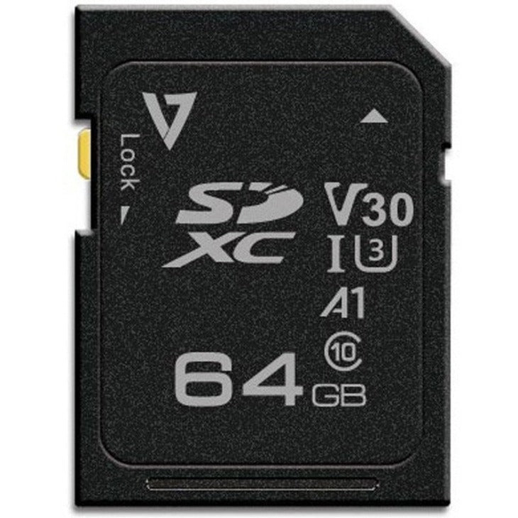 V7 VFSD64GV30U3-3N 64GB SDXC Card UHS-3 V30 A1, 100 MB/s Read, 85 MB/s Write, 5 Year Warranty