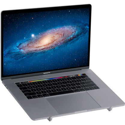 MacBook Pro elevated on gray mBar stand showing Touch Bar and display-alternate-image2