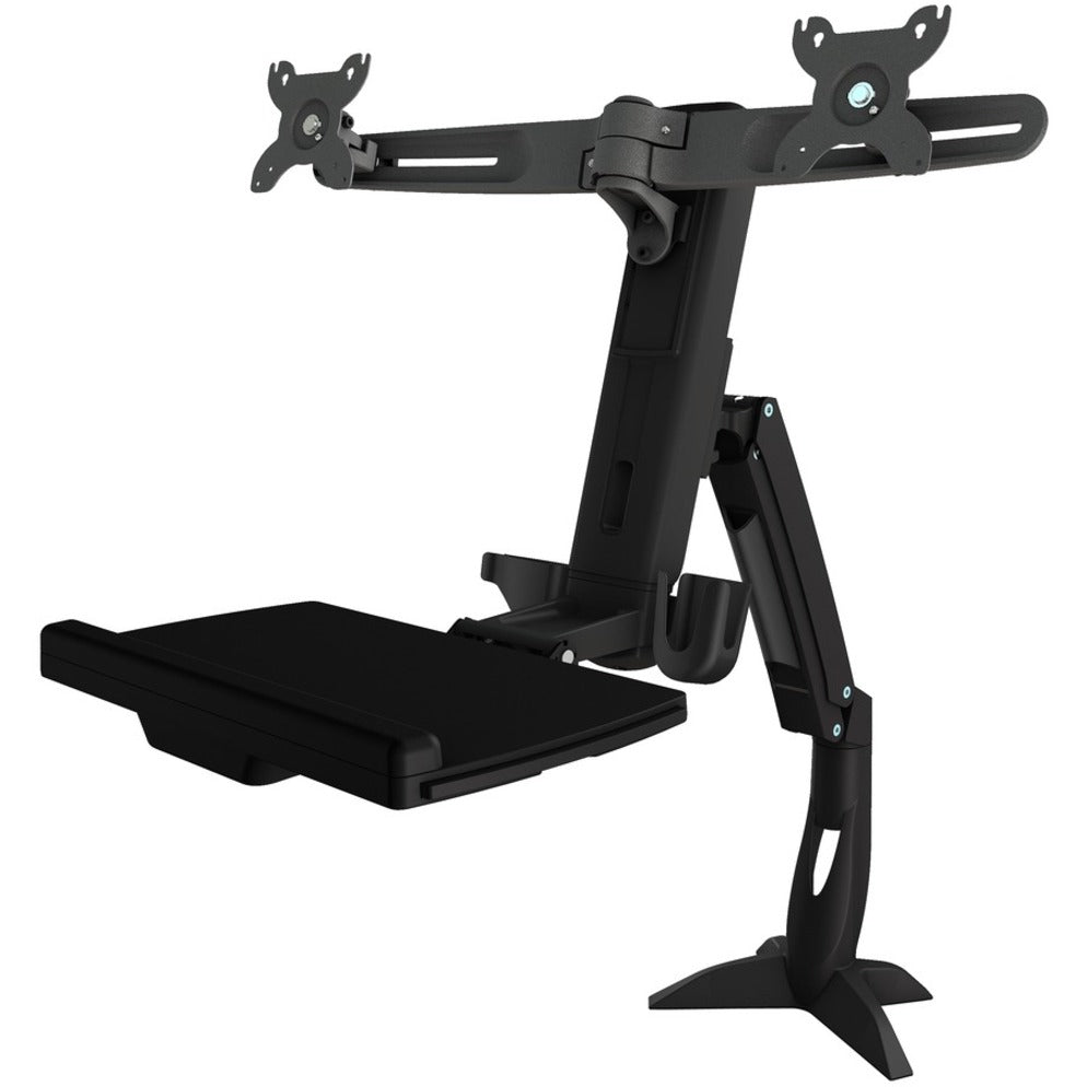 Amer Mounts AMR2ACWS Dual Monitor Sit Stand Articulating Arm Clamp Mount, Foldable Keyboard Tray and Retractable Mouse Pad