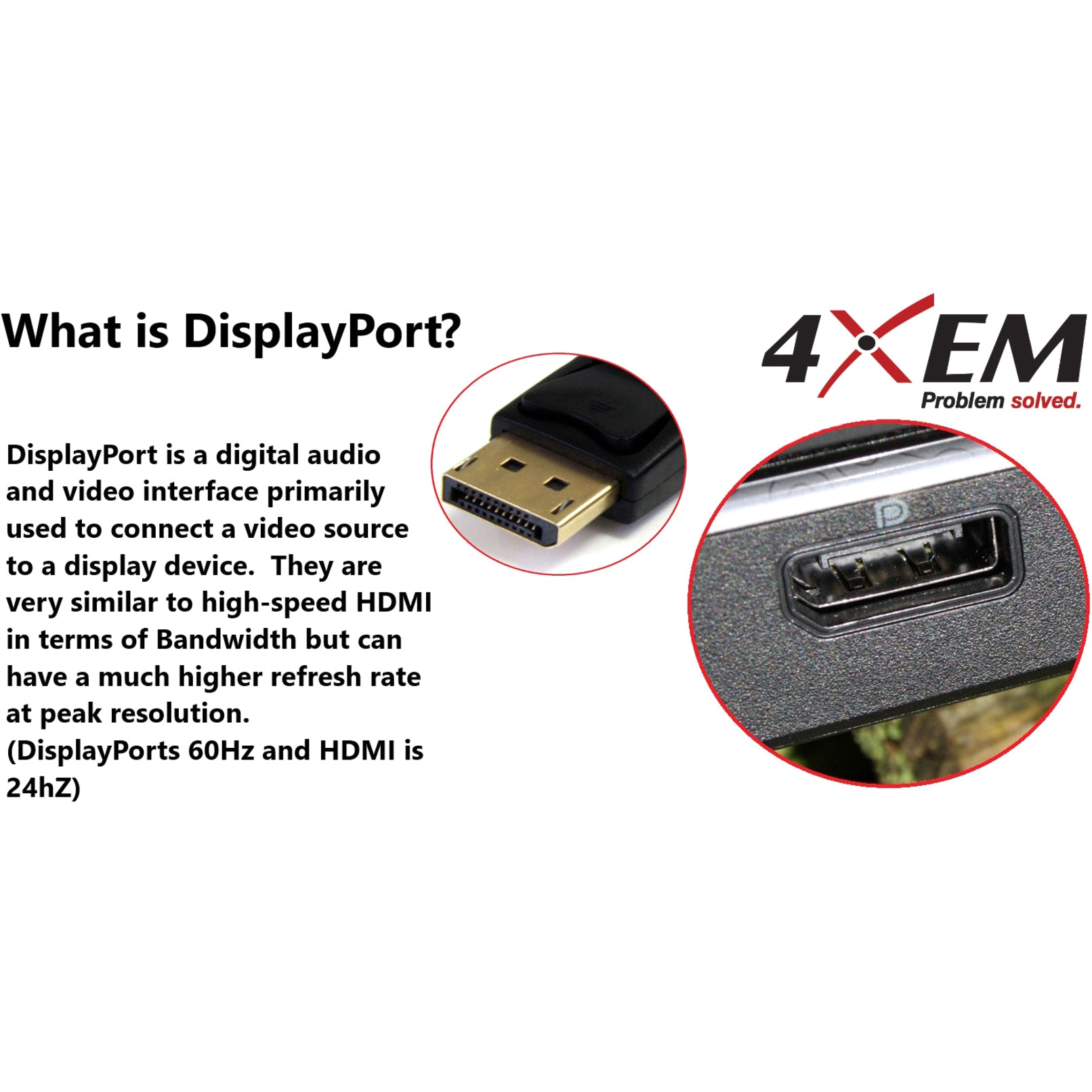 4XEM 4XDPMVGAM10FT High Speed DisplayPort to VGA Adapter Cable, 10 ft, Active, 1920 x 1200 Resolution