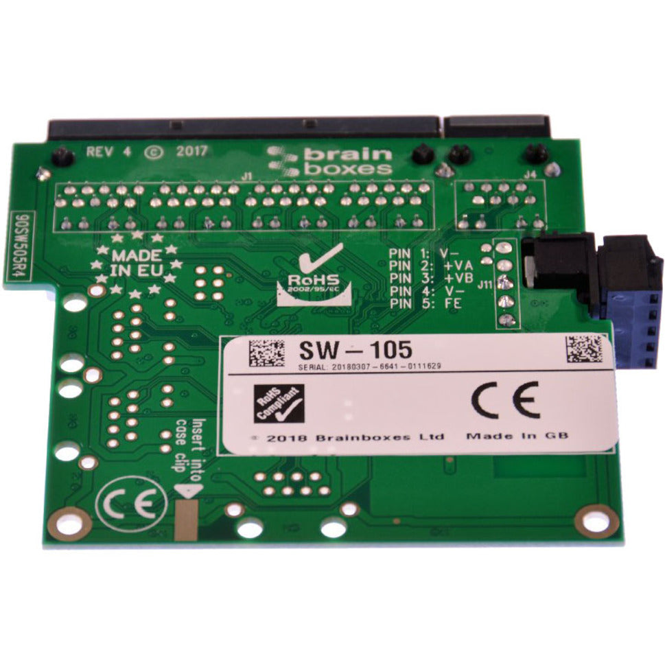 Brainboxes SW-105 Industrial Embeddable 5 Port Ethernet Switch, Fast Ethernet, Compact Design