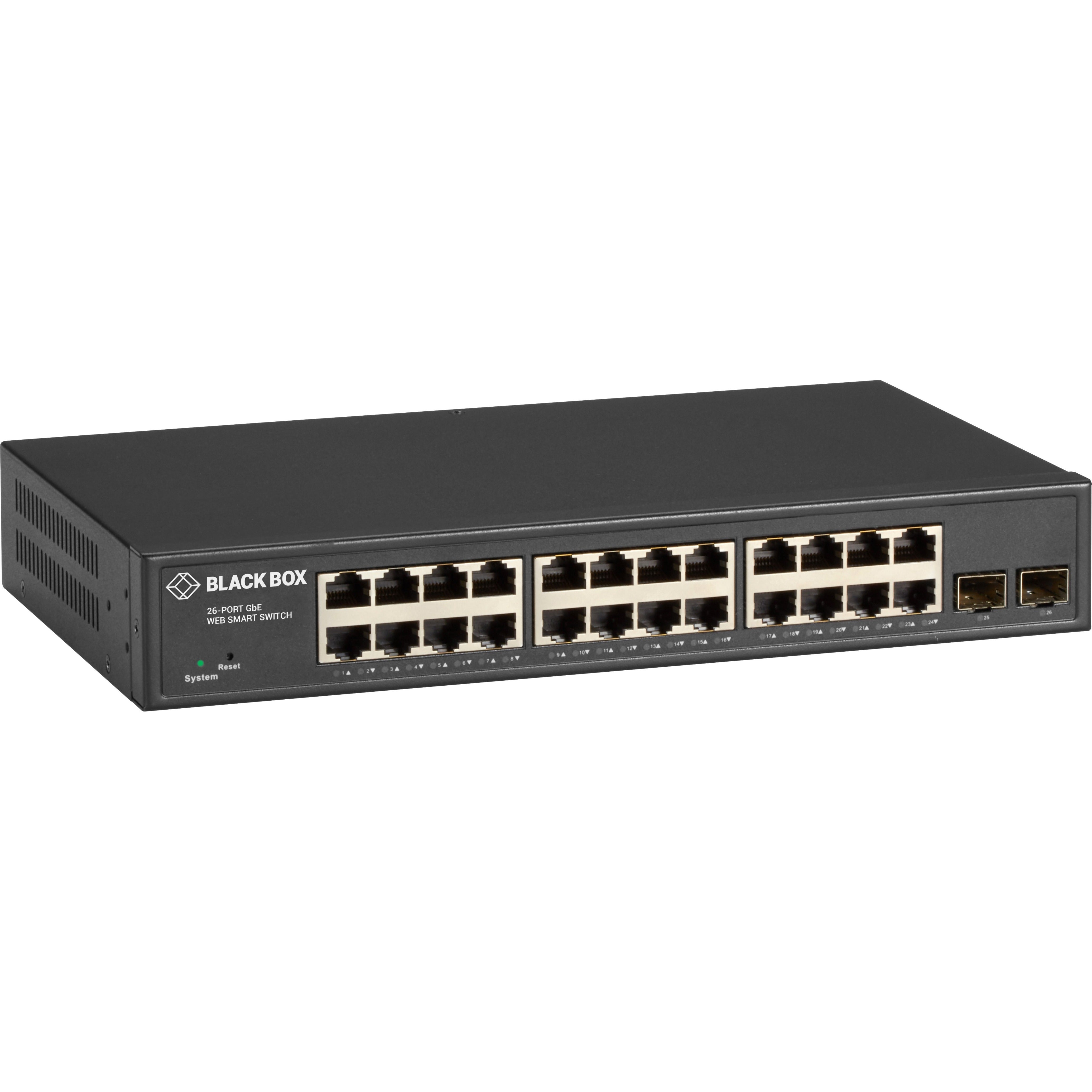 Black Box LGB2126A Gigabit Ethernet Managed Switch - (24) RJ-45, (2) SFP, 1U Rack-mountable