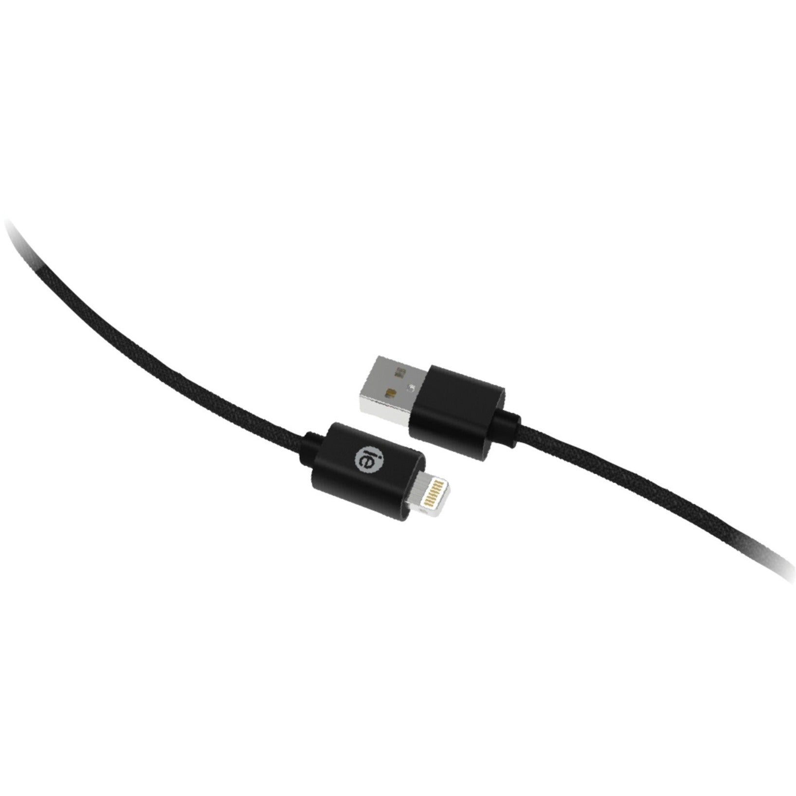 DigiPower IEN-BC10L-BK Lightning/USB Data Transfer Cable, 10 ft, Charging, Tangle-free, Black