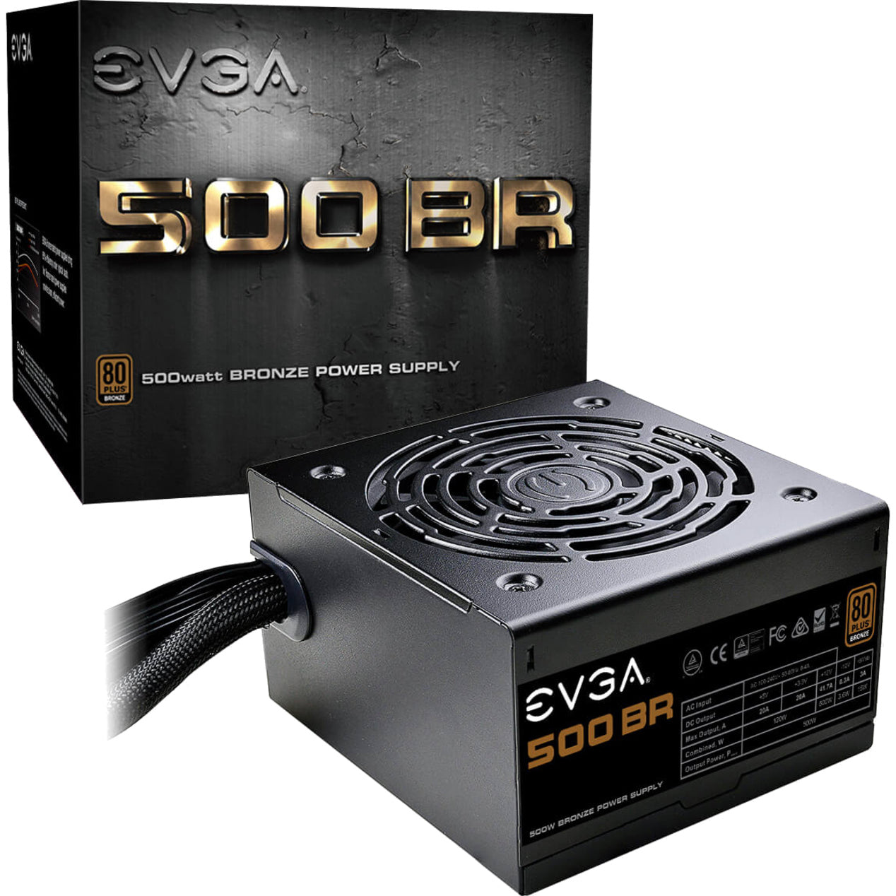 EVGA 100-BR-0500-K1 BR Power Supply, 500W, 85% Efficiency, NVIDIA SLI and ATI CrossFire Supported