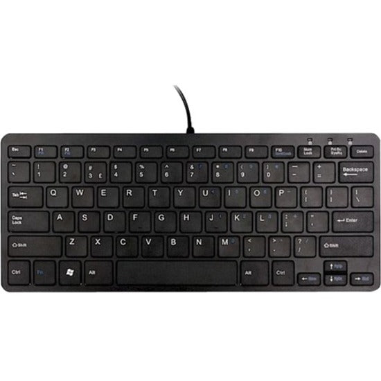 R-Go Tools Compact Ergonomic Wired Keyboard, QWERTY, Black (RGOECQYBL) Main image