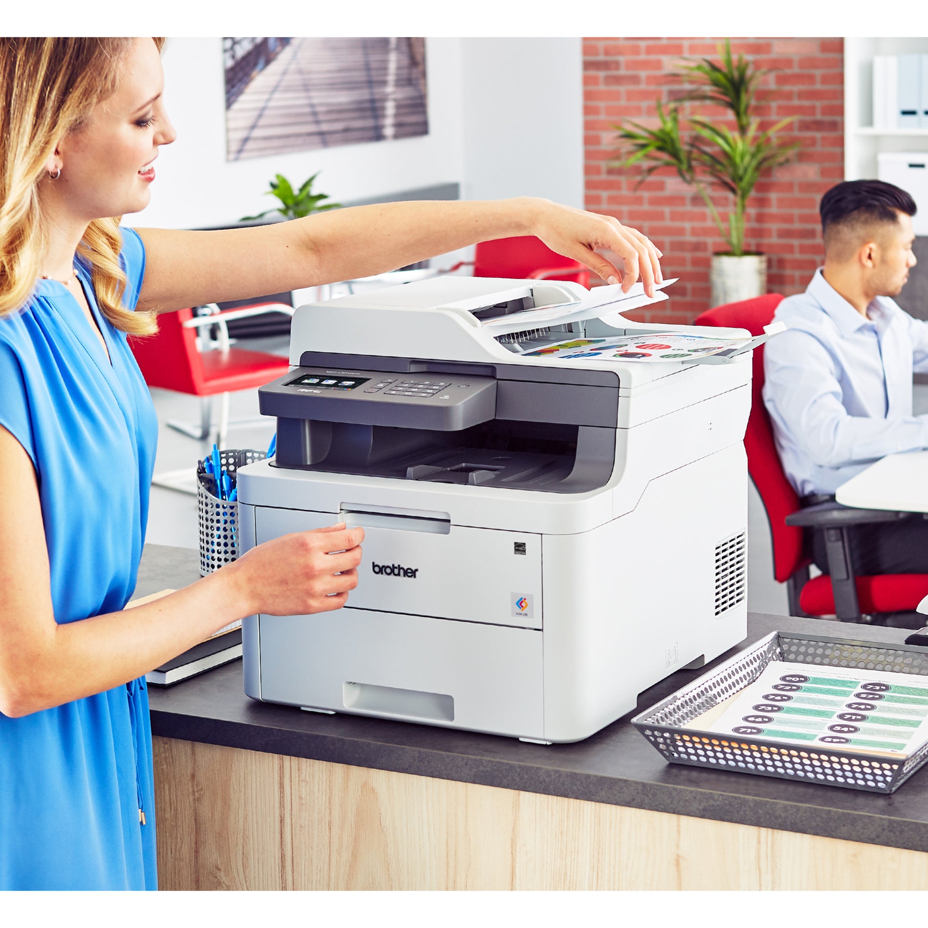 Brother MFC-L3710CW Laser Multifunction Printer, All-In-One, 19 ppm, 50-Sheet ADF, Wireless, Color