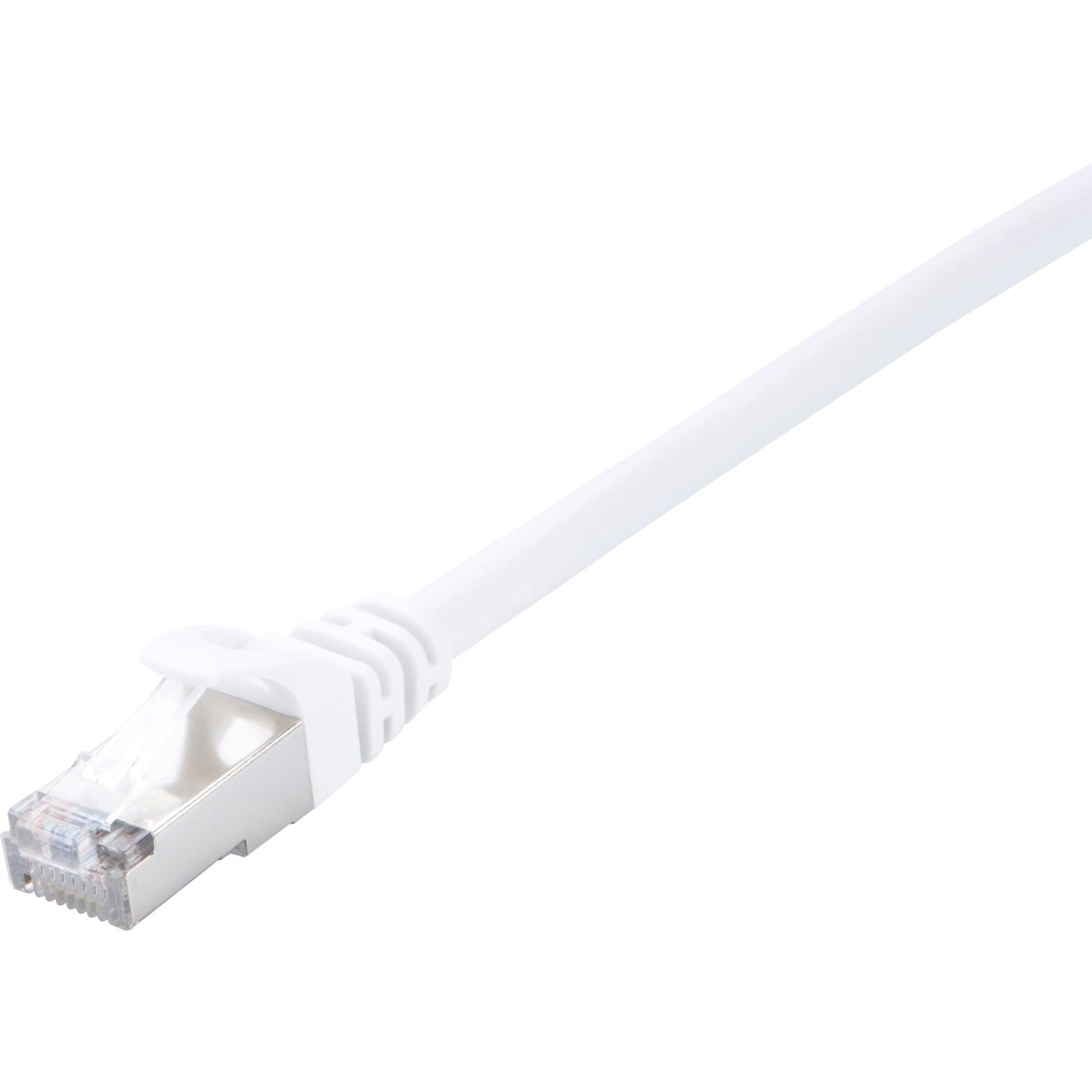 V7 V7CAT6STP-01M-WHT-1N White Cat6 Shielded (STP) Cable RJ45 Male to RJ45 Male 1m 3.3ft, Strain Relief, Locking Latch, Crosstalk Protection, Noise Reducing