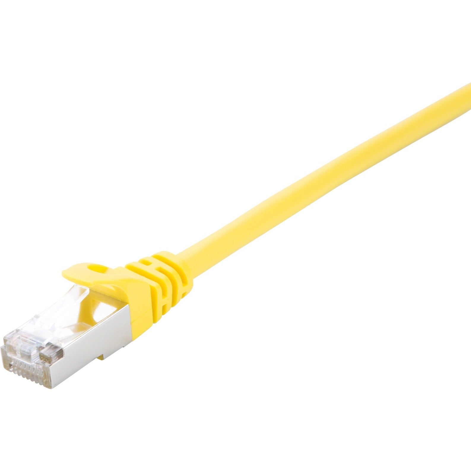 V7 V7CAT6STP-01M-YLW-1N Yellow Cat6 Shielded (STP) Cable RJ45 Male to RJ45 Male 1m 3.3ft, Strain Relief, Locking Latch, Crosstalk Protection, Noise Reducing