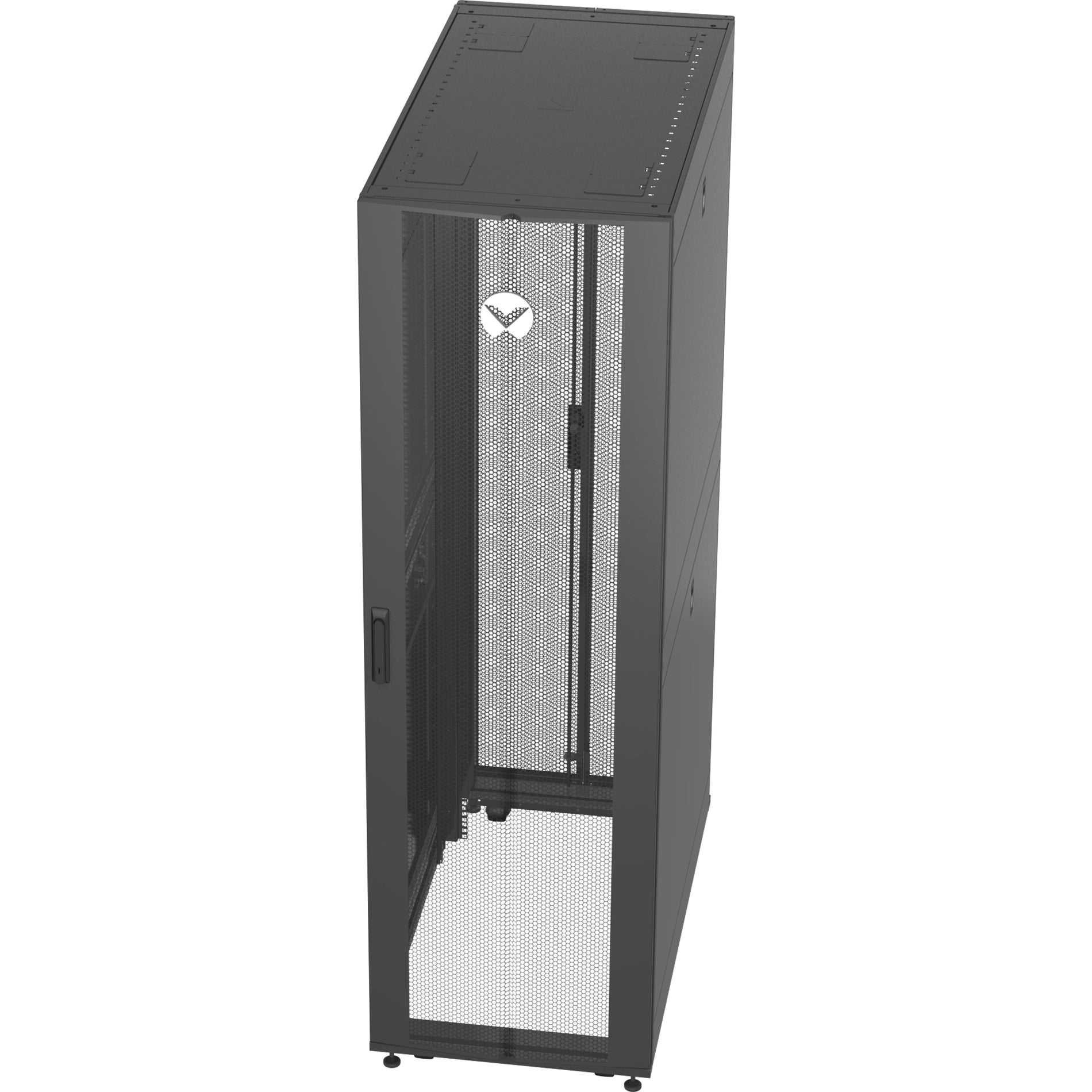 VERTIV VR3100TAA VR - 42U TAA Compliant Rack Cabinet, Patch Panel, Server, LAN Switch, Black