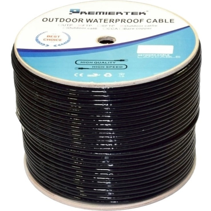Premiertek FOD-CAT5E-1KFT CAT5E FTP 1000FT Network Cable, Lead-free, Water Proof, UV Resistant, Temperature Resistant, Crosstalk Protection