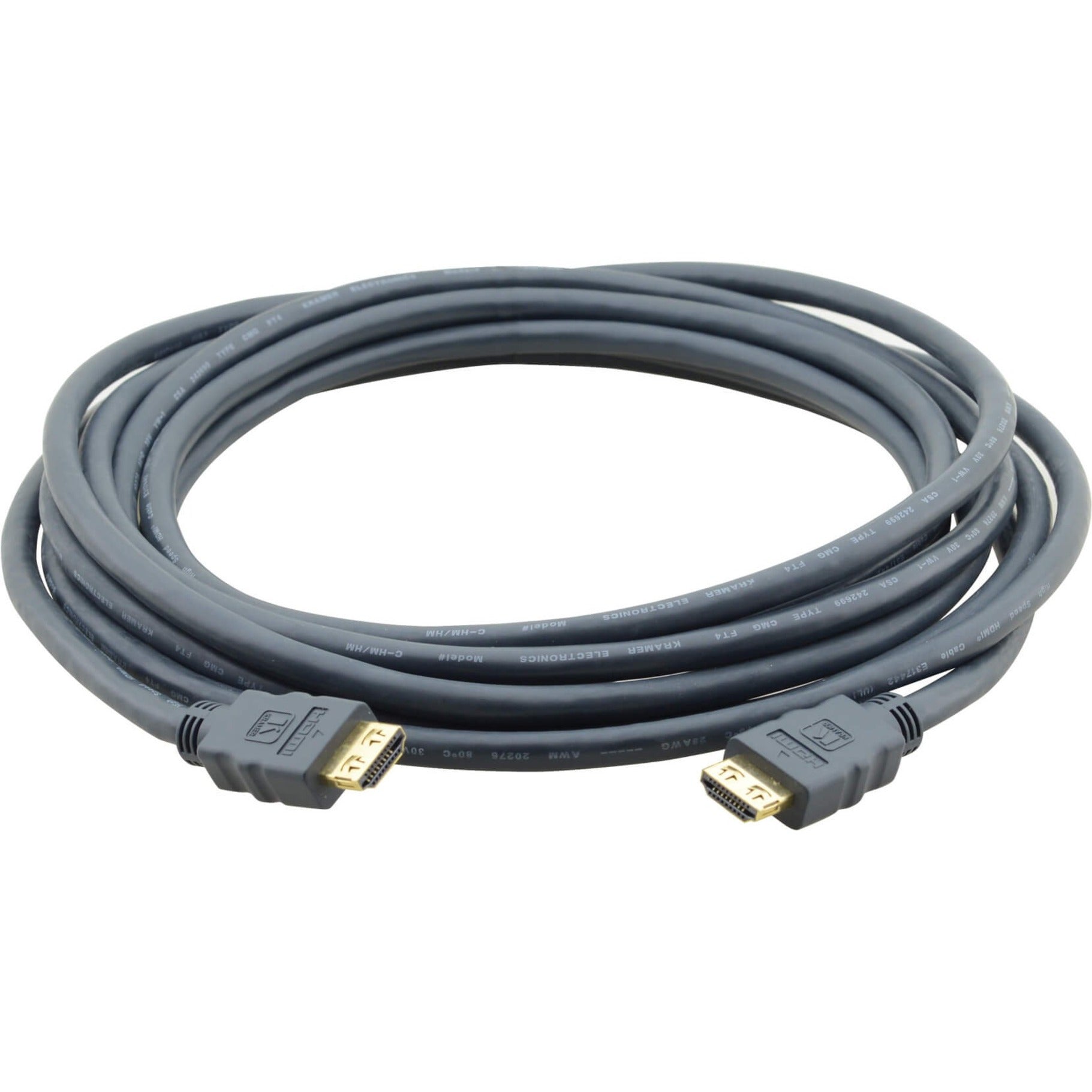 Kramer 97-01213003 High-Speed/Standard HDMI Cable with Ethernet, 3 ft, Gold-Plated Connectors, 4K Ultra HD Support