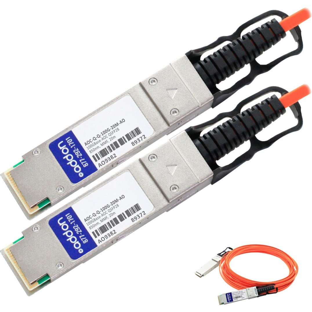 Accortec AOCQQ100G20M-ACC QSFP28 Network Cable, Active, 100 Gbit/s, 65.62 ft