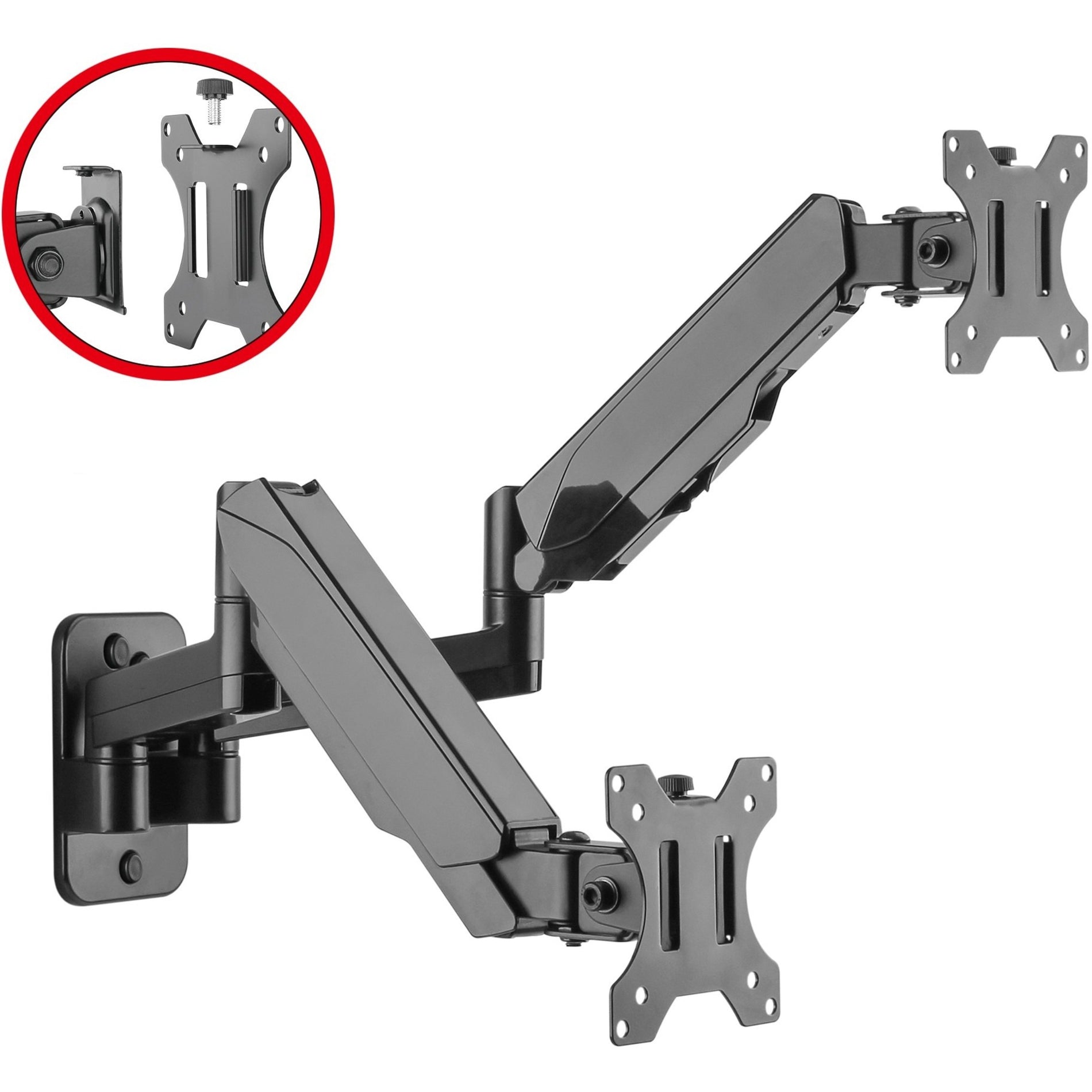 SIIG CE-MT2M12-S1 High Premium Aluminum Gas Spring Wall Mount - Dual Monitor, Easily Adjust Height and Angle for Ergonomic Workspace
