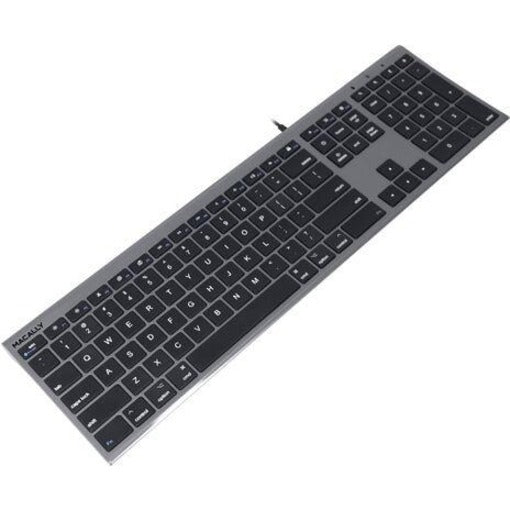 Macally UCACEKEYSG Ultra Slim USB-C Wired Space Gray Keyboard for Mac, PC - 110 Keys, Scissors Keyswitch Technology
