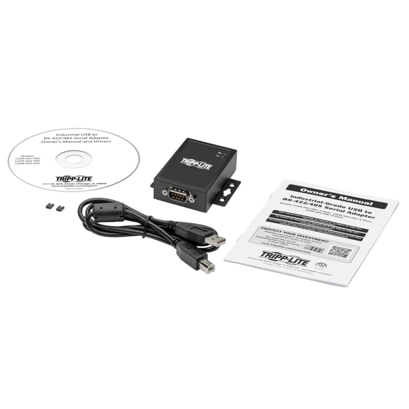 Tripp Lite U208-001-IND RS422/485 USB to Serial FTDI Adapter, 1 Serial Port, 2-Year Warranty