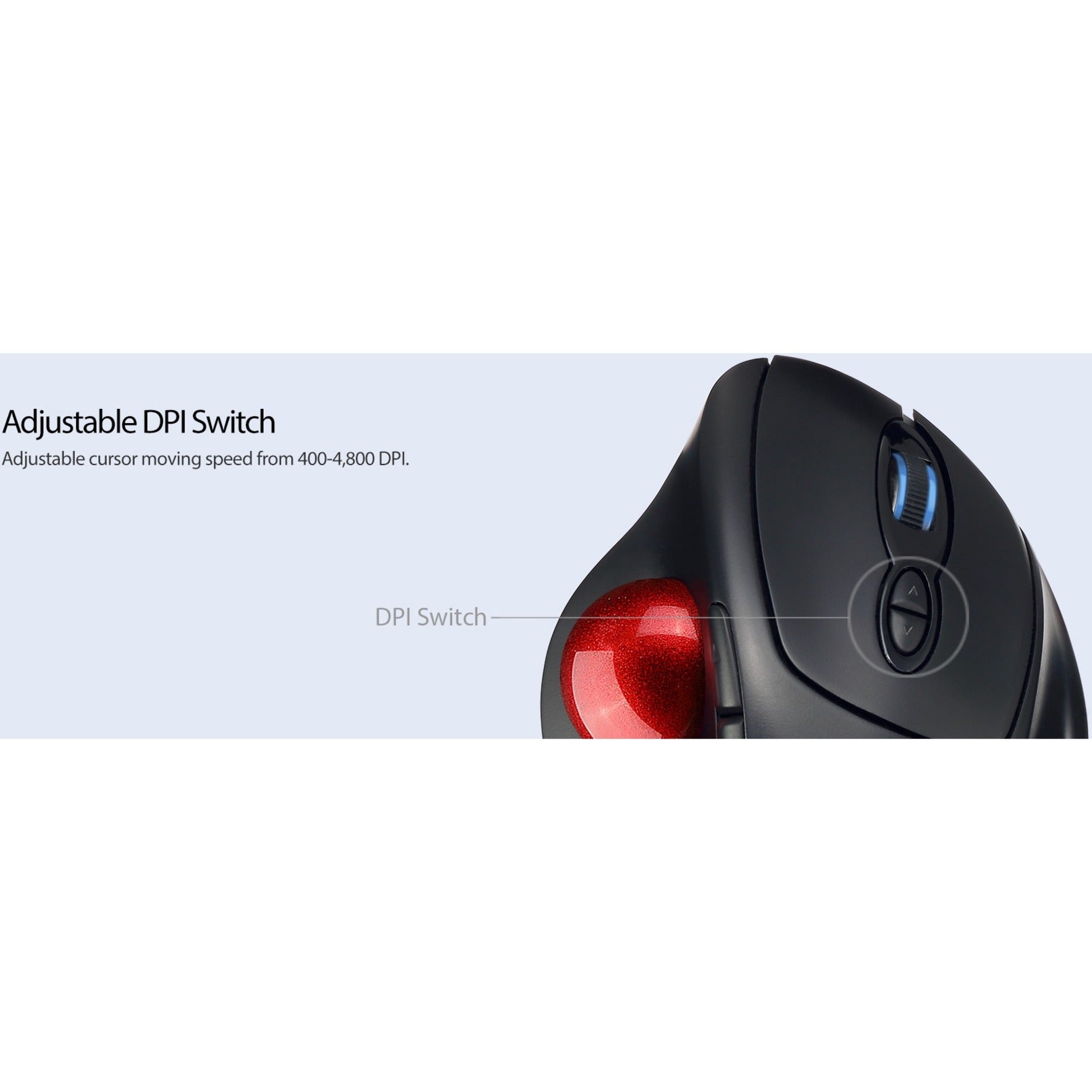 Adesso IMOUSE T30 Wireless Programmable Ergonomic Trackball Mouse, 7 Buttons, 4800 DPI