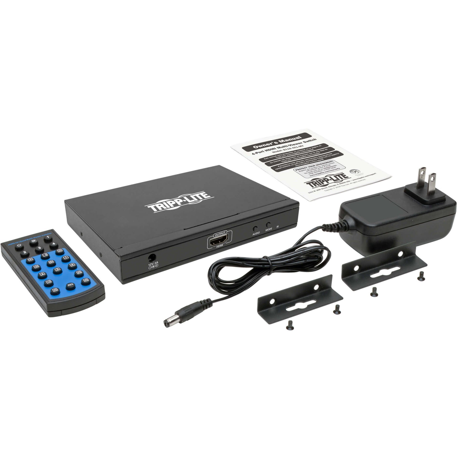 Tripp Lite B119-4X1-MV HDMI Quad Multi-Viewer Switch, 4-Port 1080p @ 60Hz w/ Built-in IR