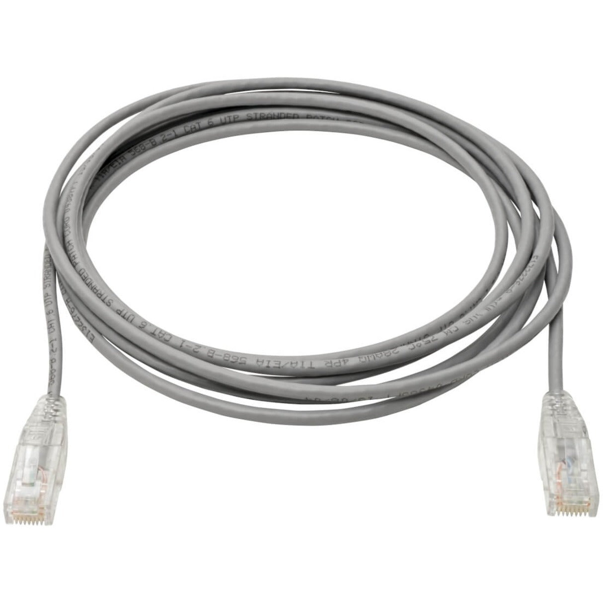 Tripp Lite N201-S15-GY Cat6 UTP Patch Cable (RJ45) - M/M, Gigabit, Snagless, Molded, Slim, Gray, 15 ft.