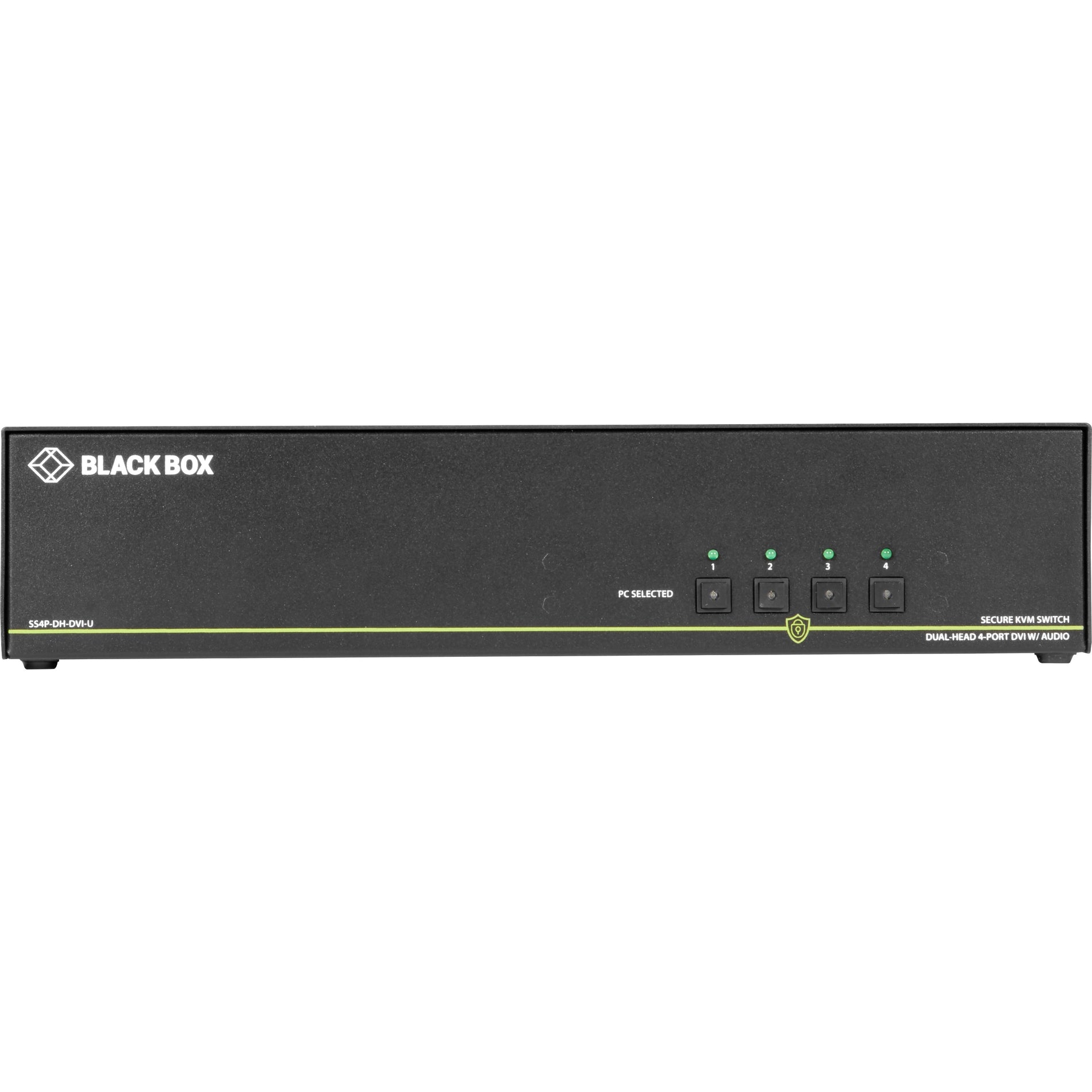Black Box SS4P-DH-DVI-U NIAP 3.0 Secure 4-Port Dual-Head DVI-I KVM Switch, 3840 x 2160 Resolution, TAA Compliant, 3 Year Warranty