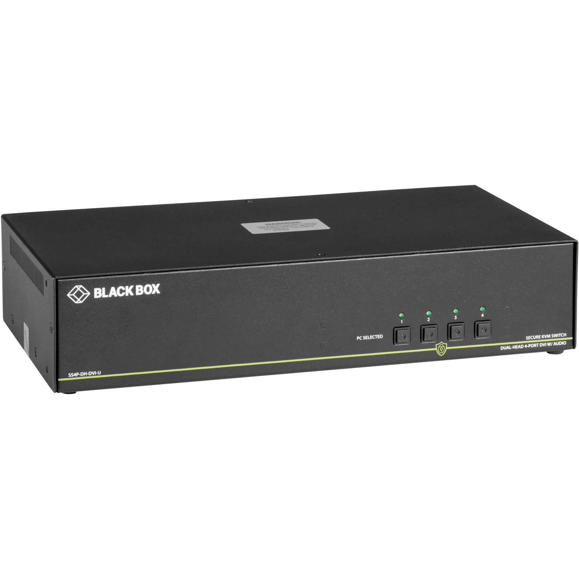 Black Box SS4P-DH-DVI-U NIAP 3.0 Secure 4-Port Dual-Head DVI-I KVM Switch, 3840 x 2160 Resolution, TAA Compliant, 3 Year Warranty