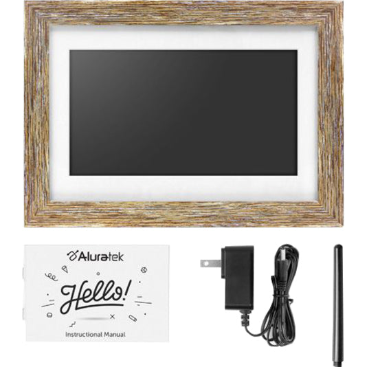 Aluratek ADPFD10F 10 inch Distressed Wood Digital Photo Frame with Auto Slideshow Feature