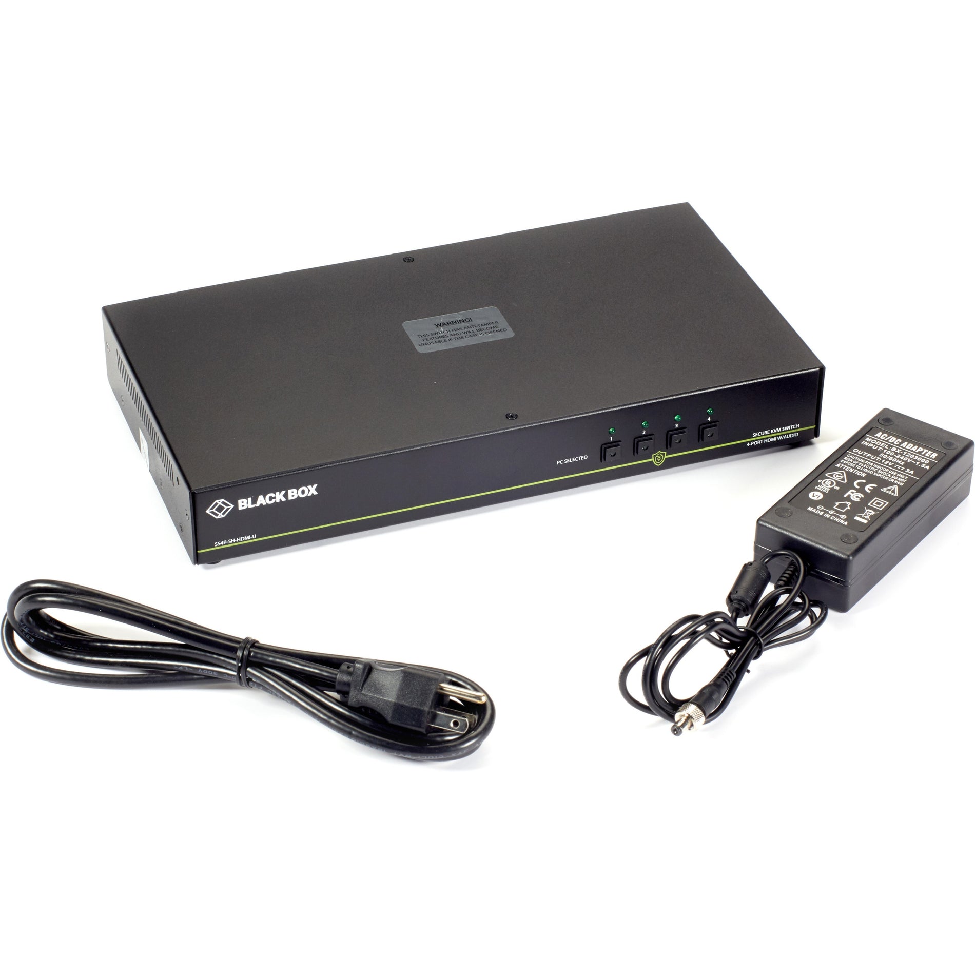 Black Box SS4P-SH-HDMI-U NIAP 3.0 Secure 4-Port Single-Head HDMI KVM Switch, 4K, TAA Compliant