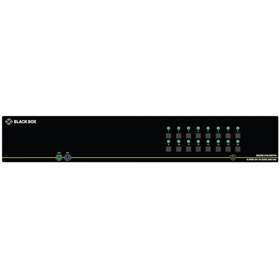 Black Box SS16P-SH-DVI-UCAC Secure NIAP 3.0 KVM Switch - Single-Head, DVI-I, PS/2, CAC, 16-Port, 3840 x 2160, 3 Year Warranty