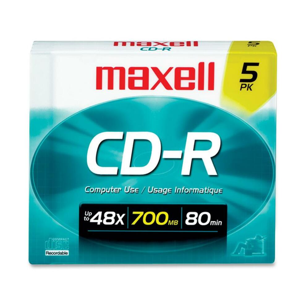 Maxell 648205 48x CD-R Media, 700MB/80 Minutes, Slim Case, 5/PK