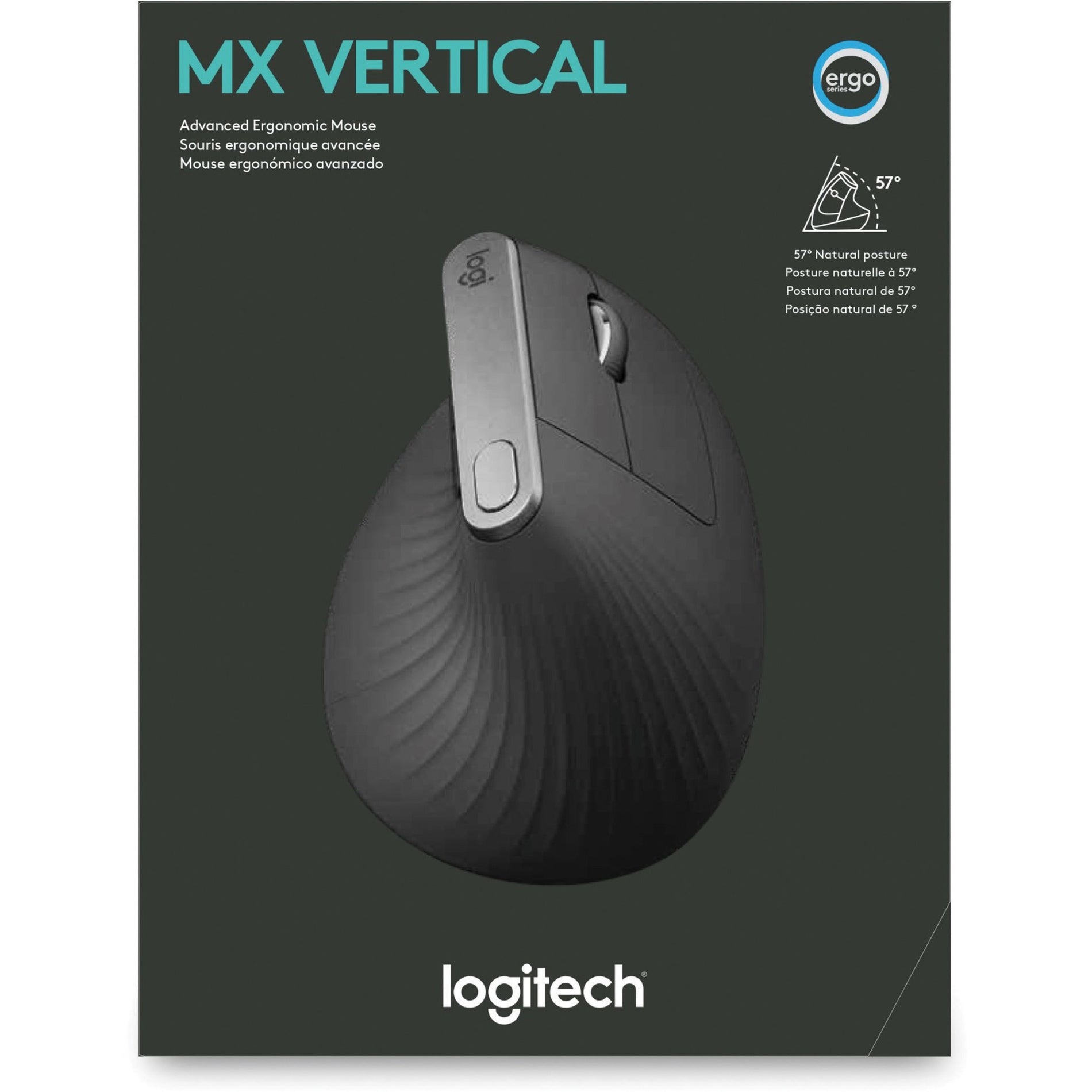 Logitech 910-005447 MX Vertical Advanced Ergonomic Mouse, Bluetooth/Radio  Frequency, 4000 dpi, Graphite