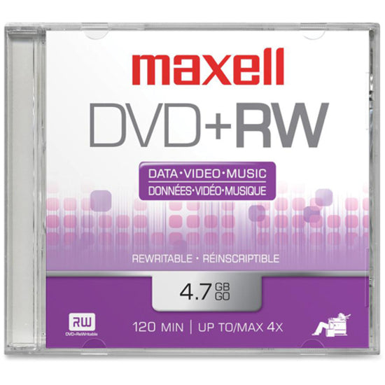 Maxell 634045 4x DVD+RW Media, 5 Pack, 4.70 GB Storage Capacity