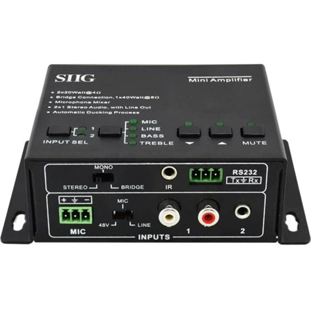 SIIG CE-AU0011-S1 Mini Digital Amplifier, 40W RMS, 2 Channel, Black