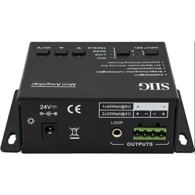 SIIG CE-AU0011-S1 Mini Digital Amplifier, 40W RMS, 2 Channel, Black