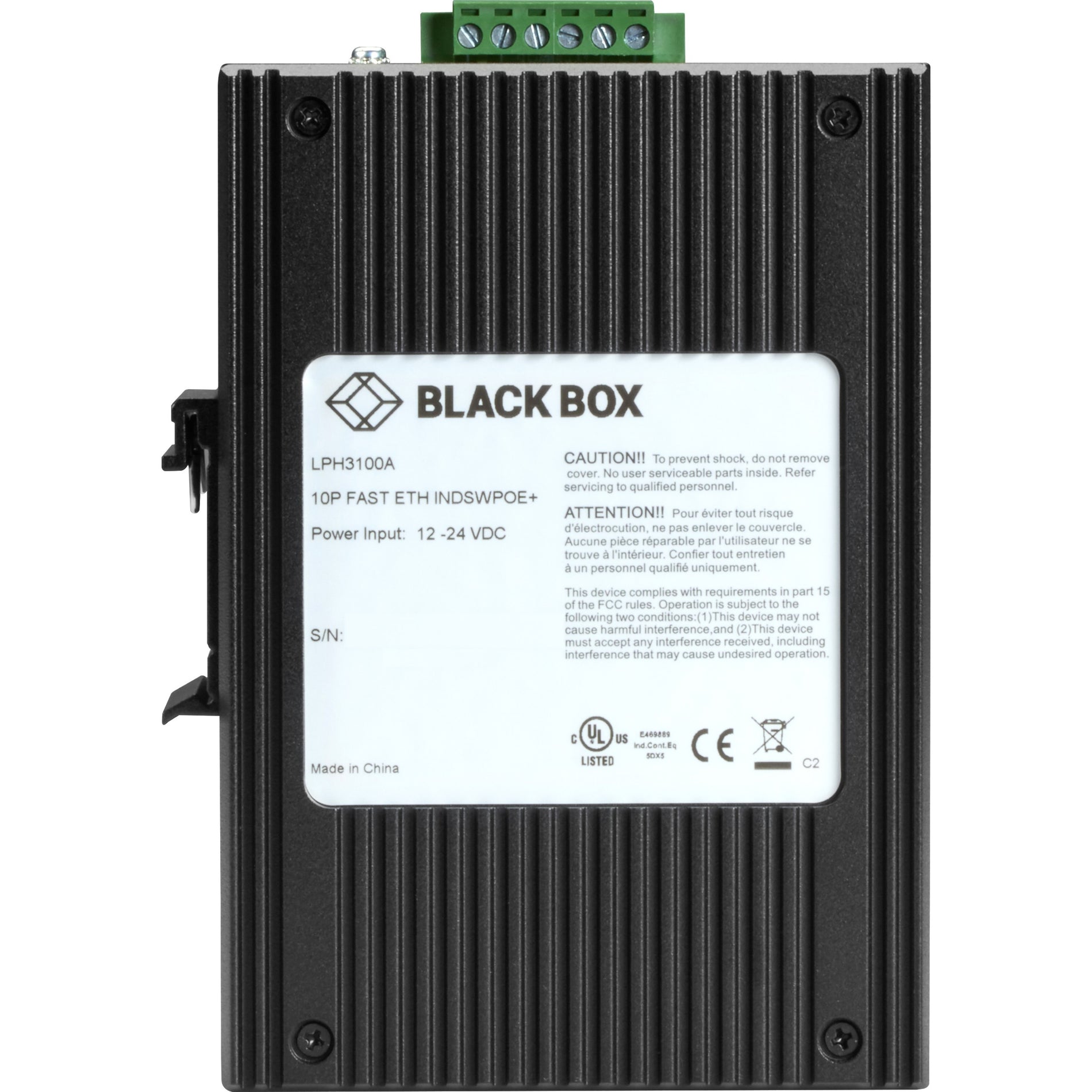 Black Box 10p Fast Enet Ind Sw Poe+ (LPH3100A)