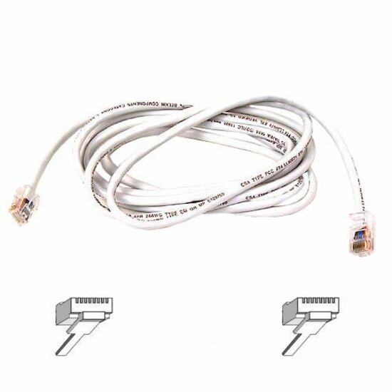 Belkin A3L980-05-WHT-S Cat6 Cable, 5 ft White, Snagless RJ45 Patch Cable