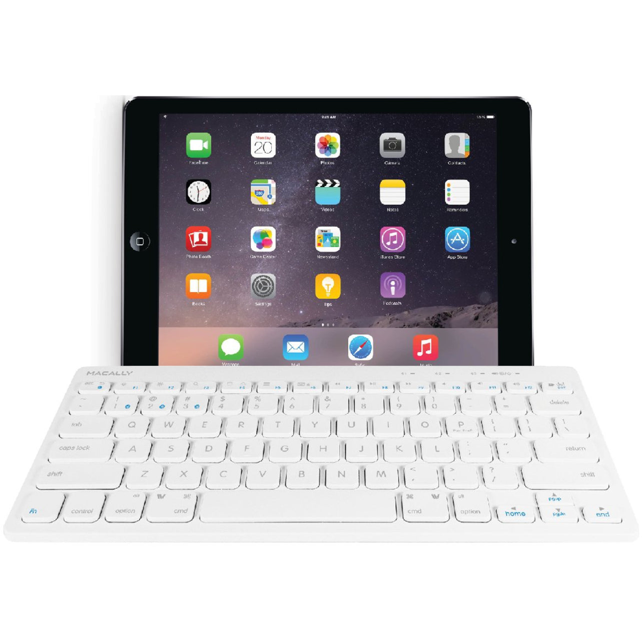 Macally BTMINIKEY Quick Switch Bluetooth Keyboard for Three Devices, Wireless, Ice White