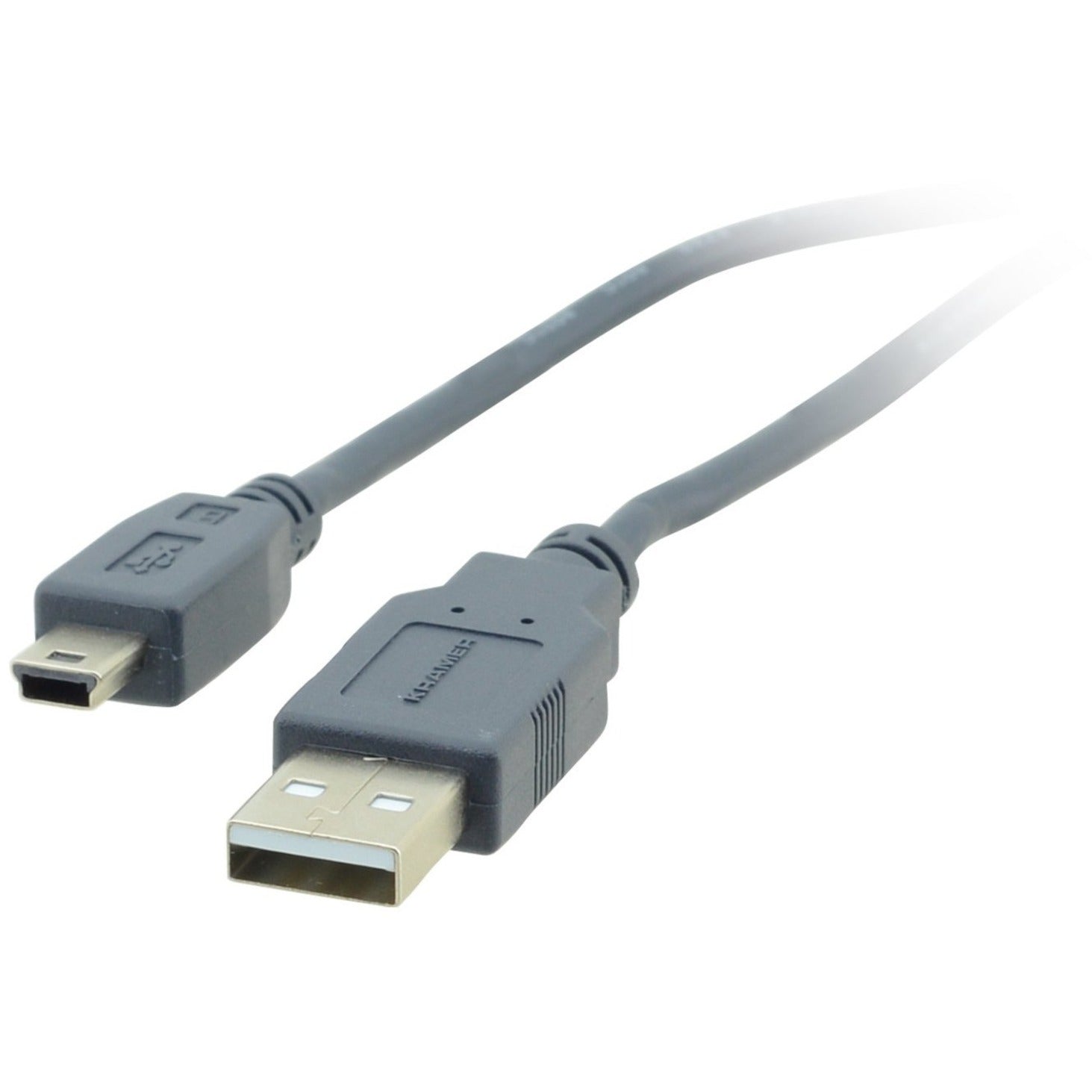 Kramer 96-02155015 USB 2.0 A to Mini-B 4-pin Cable, 15.09 ft, EMI/RF Protection, Molded, Strain Relief