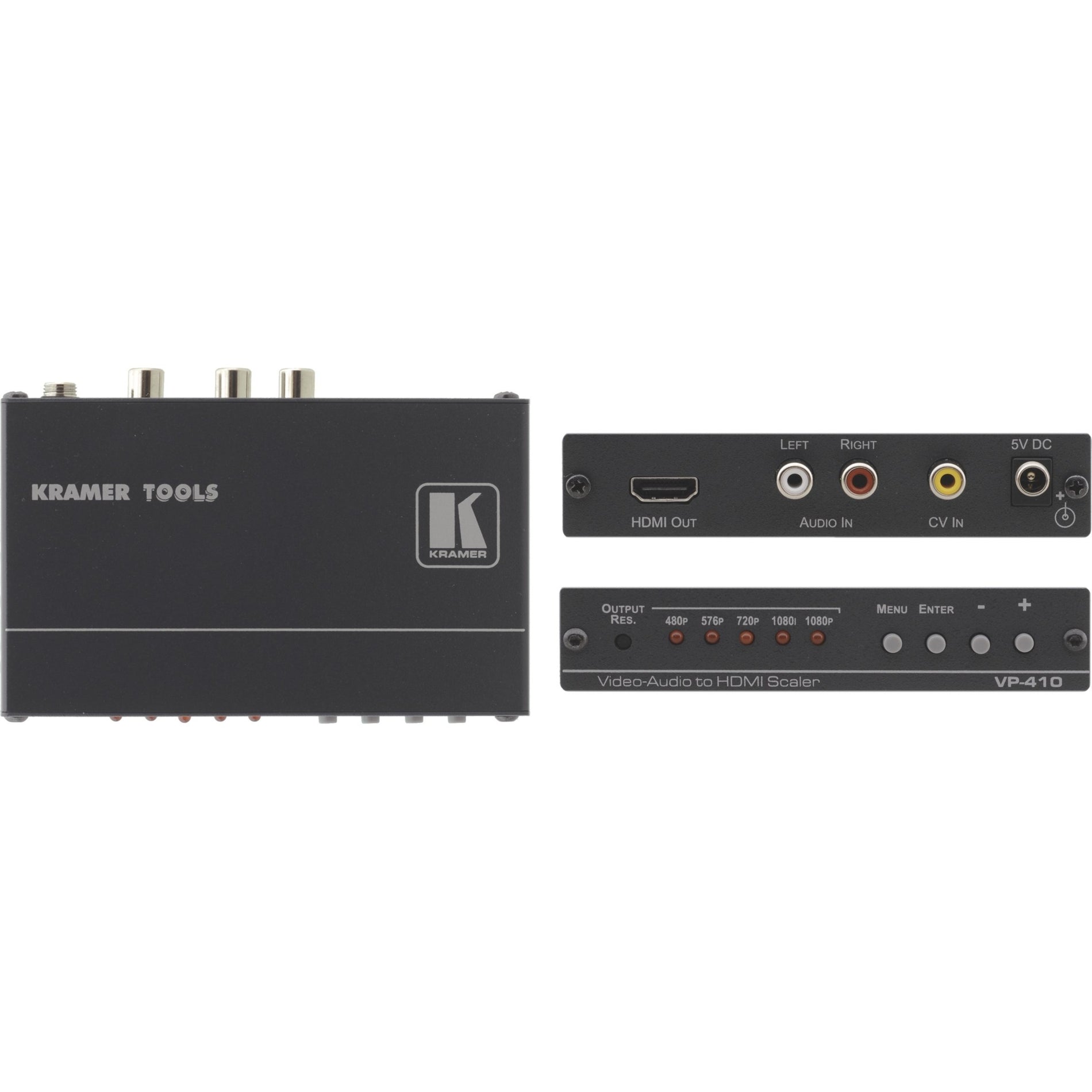 Kramer 90-041090 Composite Video & Stereo Audio to HDMI Scaler, Video Scaling, Signal Conversion, 1920 x 1080