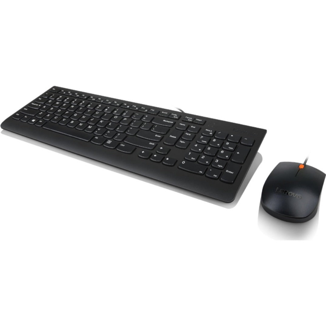 Lenovo GX30M39606 300 USB Combo Keyboard & Mouse - US English (103P), Ergonomic Fit, Scroll Wheel, 1600 dpi