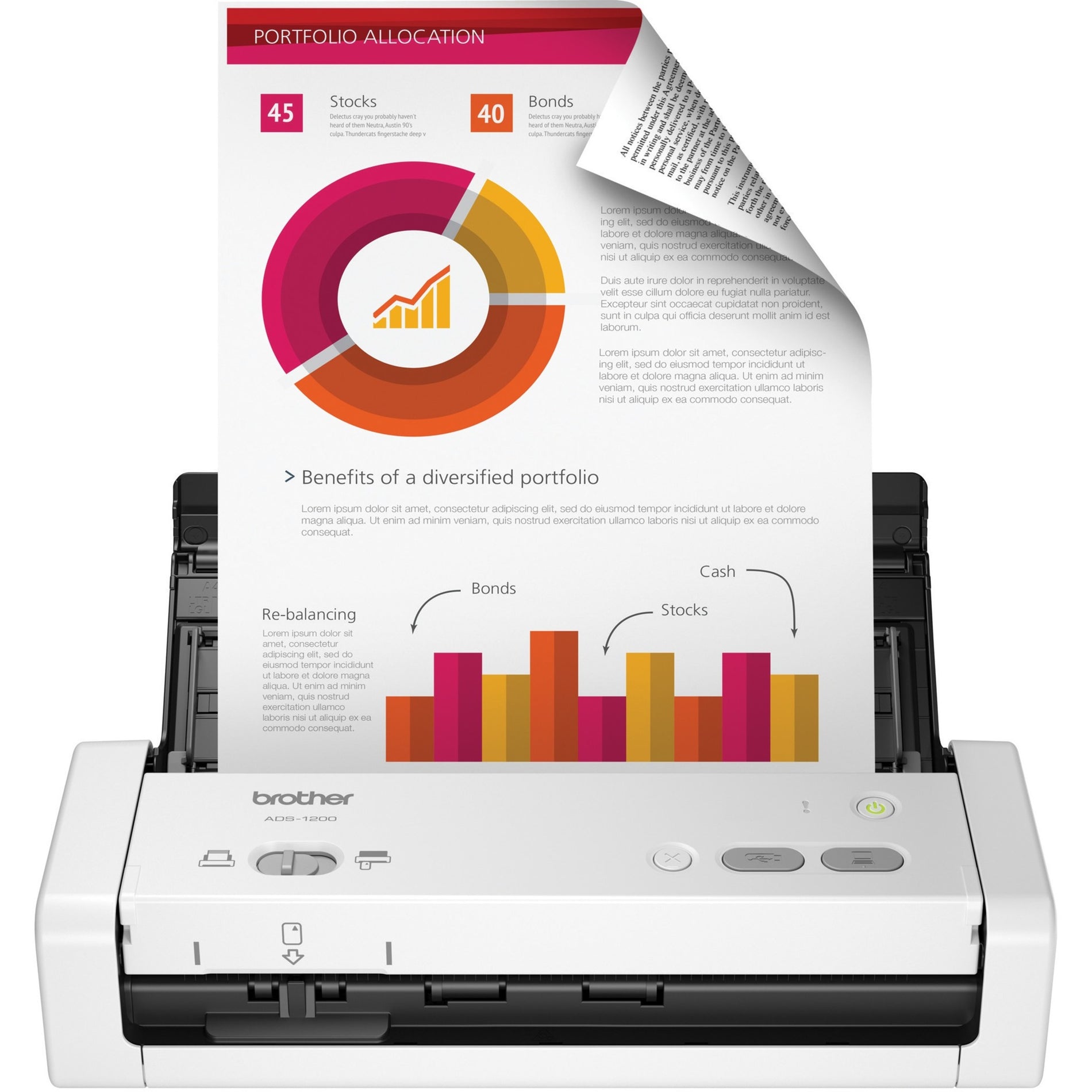 Brother ADS-1200 Compact Desktop Scanner, Color Duplex Scanning, 600 dpi Optical Resolution, 25 ppm/50 ipm Scan Speed