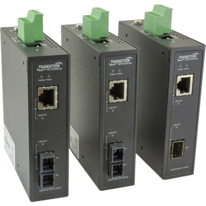 Transition Networks SISTG1013-211-LRT-B Unmanaged Hardened Gigabit Ethernet Media Converter, 10/100/1000BASE-T MM SC