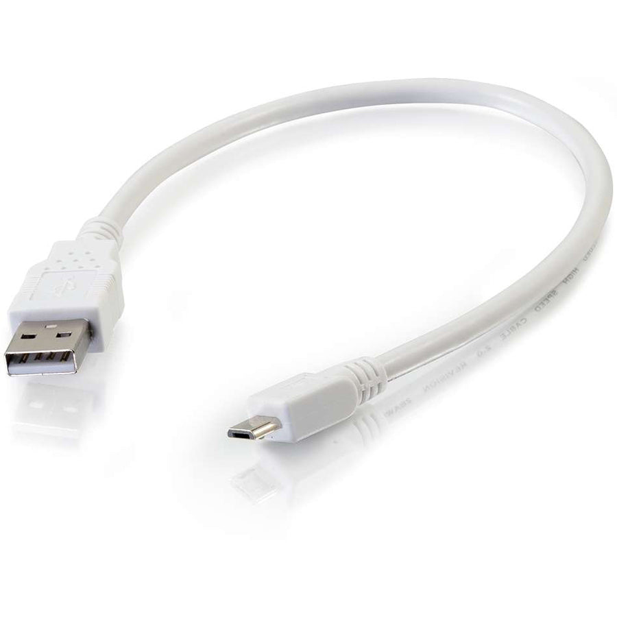 C2G 27441 1ft USB 2.0 A to Micro-USB B Cable White - 1' USB Cable, Charging and Data Transfer, 480 Mbit/s