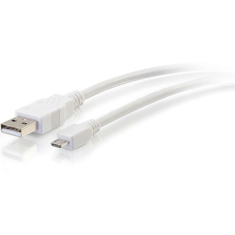 C2G 27441 1ft USB 2.0 A to Micro-USB B Cable White - 1' USB Cable, Charging and Data Transfer, 480 Mbit/s