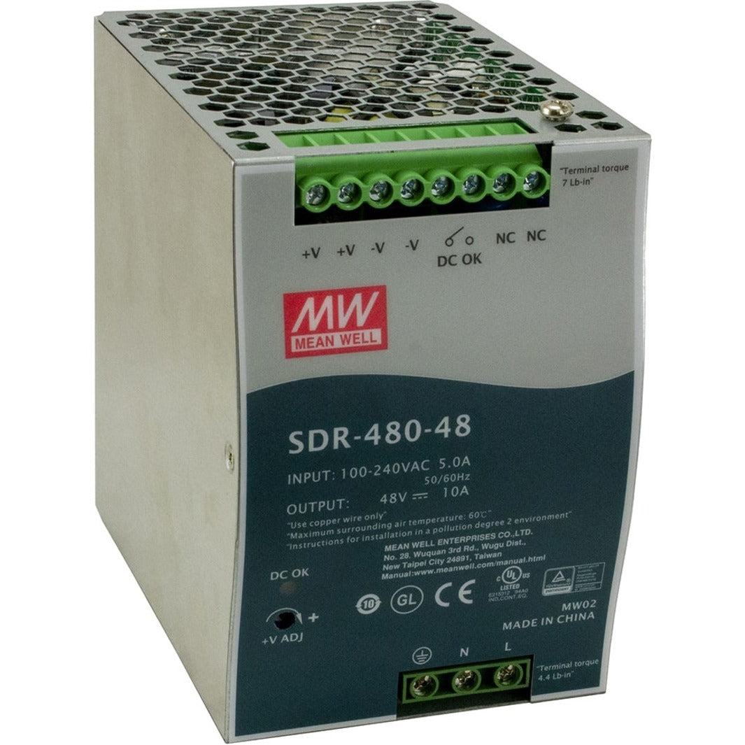 Transition Networks 25160 Hardened DIN Rail Mounted Power Supply, 480W Output Power, 48V DC @ 5A