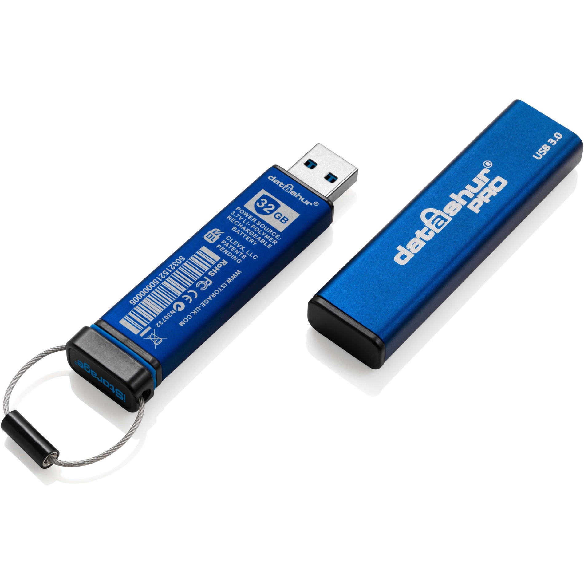 iStorage IS-FL-DA3-256-32 datAshur PRO 32GB USB 3.2 (Gen 1) Type A Flash Drive, Secure, FIPS 140-2 Level 3 Certified, Password Protected, Dust/Water Resistant