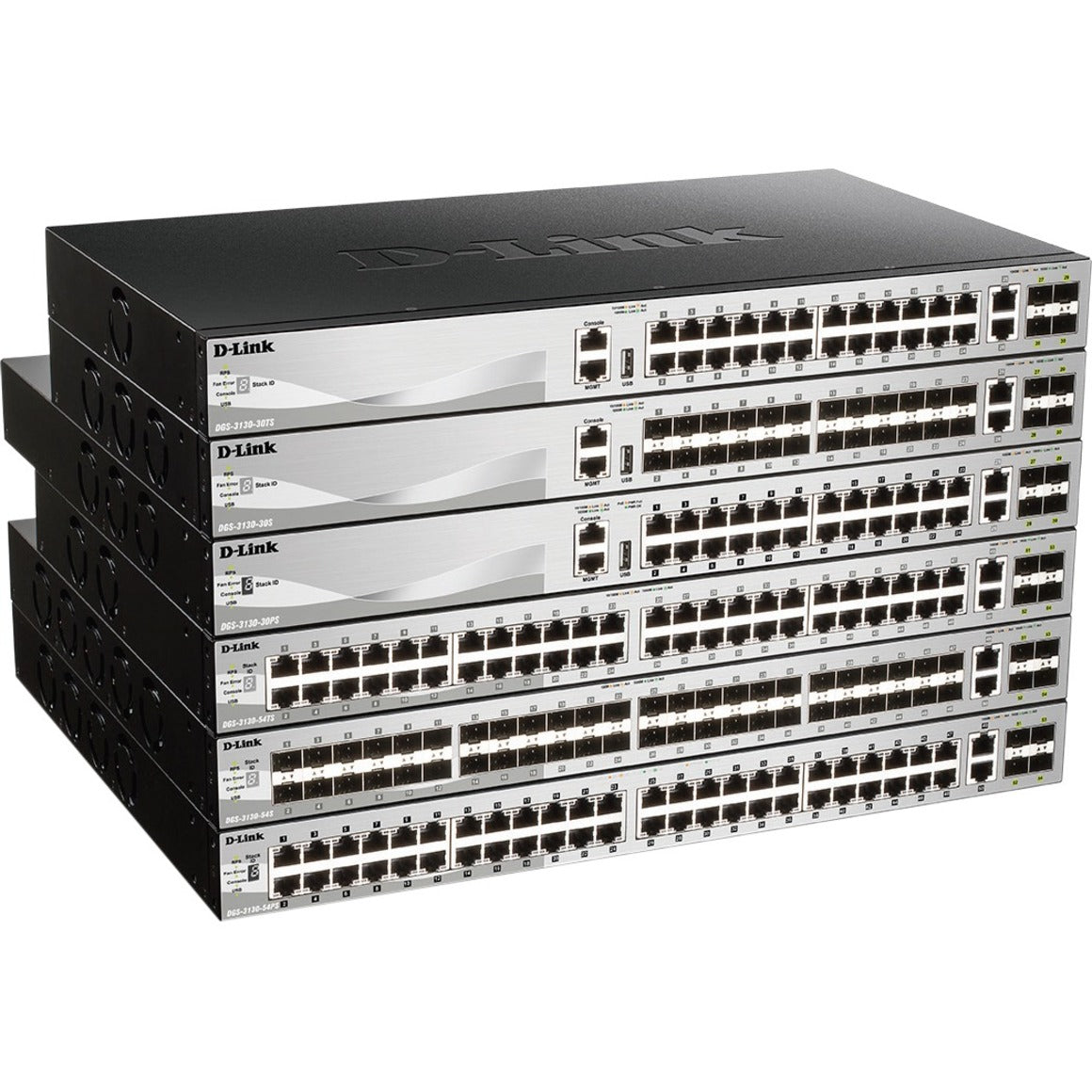 D-Link DGS-3130-54TS Ethernet Switch, 48 x Gigabit Ethernet Network, 4 x 10 Gigabit Ethernet Uplink, 2 x 10 Gigabit Ethernet Uplink, 10GBase-X, 10GBase-T, 1000Base-T, Manageable, Layer 3